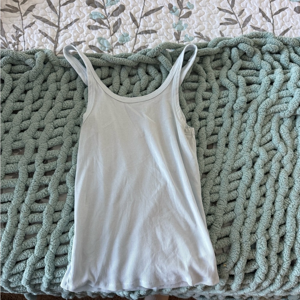 White Ribbed Tank Top